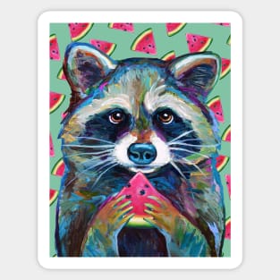 RACCOON with WATERMELON WEDGE Sticker